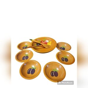 Vntg Munising Maplewood 1940s large bowl & 6 small bowls see description